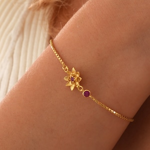 Birth Flower Bracelet, Mother's Garden Bracelet, Birthstone Mother Daughter Gift,  Birth Month Jewelry, Flower Jewelry, Birthday Gift, AU88
