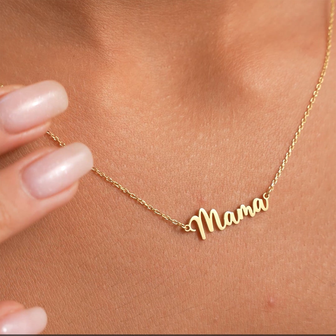 14k Solid Gold Personalized Name Necklace, Nameplate Necklace , Custom