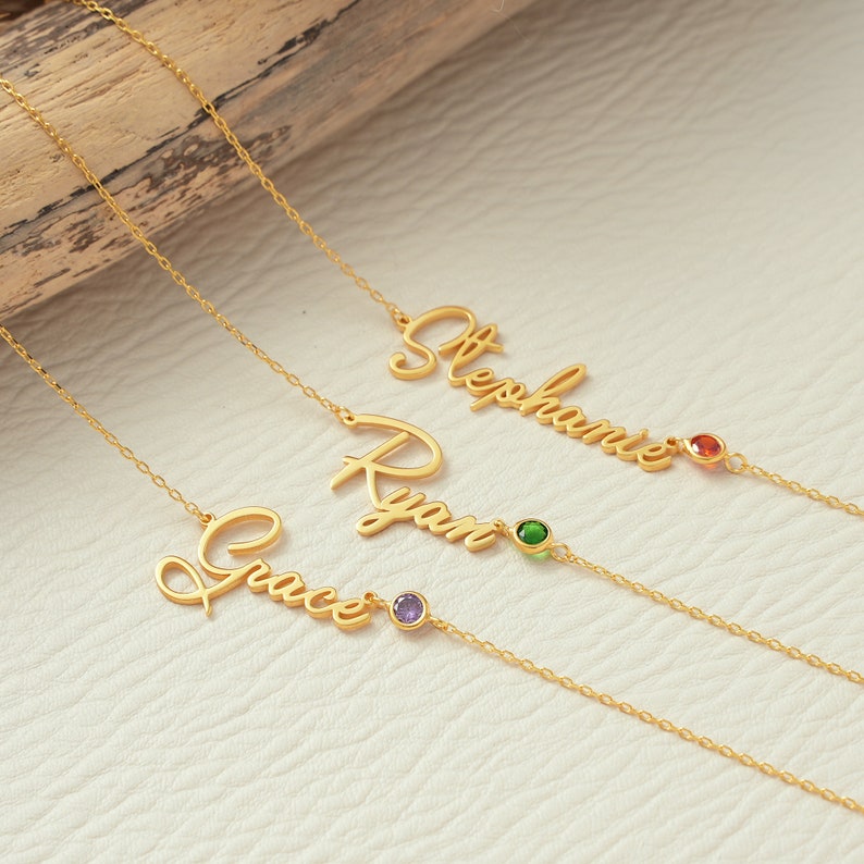 birthstone name necklace