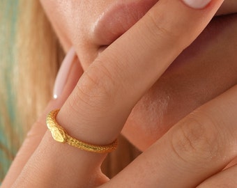 Ouroboros Snake Ring, Sterling Silver Fantasy Wrap Ring