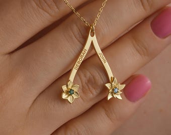 Personalized Birth Flower Ring Holder Necklace: Sterling Silver Memorial Keepsake