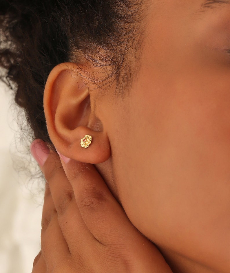 Birth flower earrings, Flower earring, Birthstone earrings, Hypoallergenic Stud earrings for women sterling silver, Bridesmaid Gifts, AU78 afbeelding 7