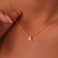 14k Gold Initial Necklace, Letter Necklace, Minimalist Initial Necklace, Solid Gold Delicate necklace, Wife Gifts, Mom Gifts, AU-01