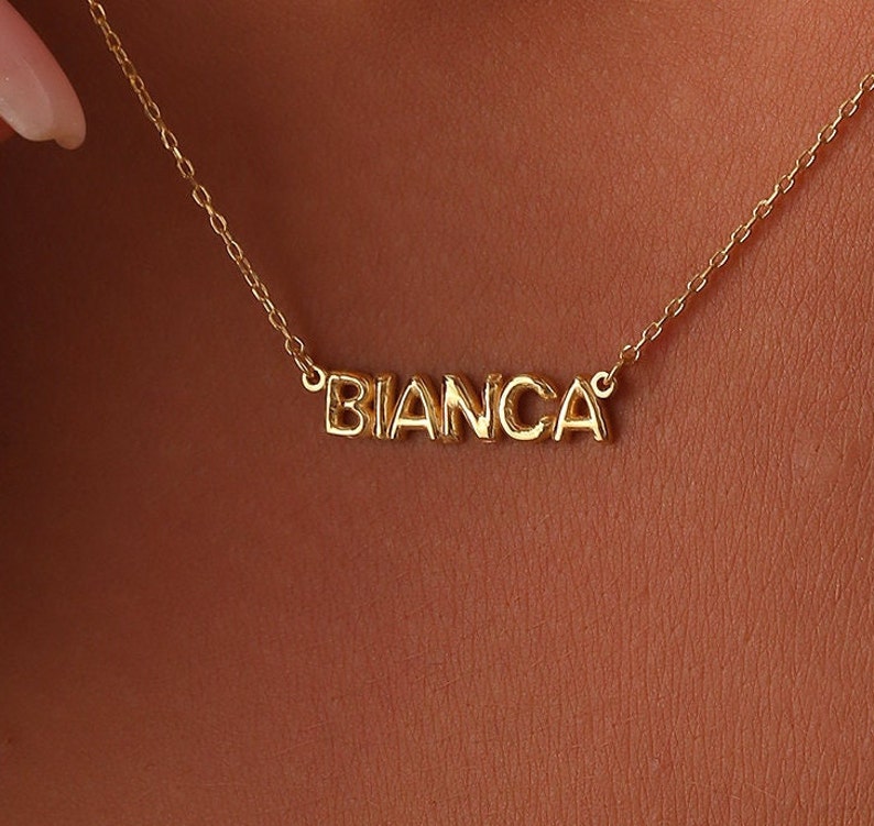 gold balloon name necklace