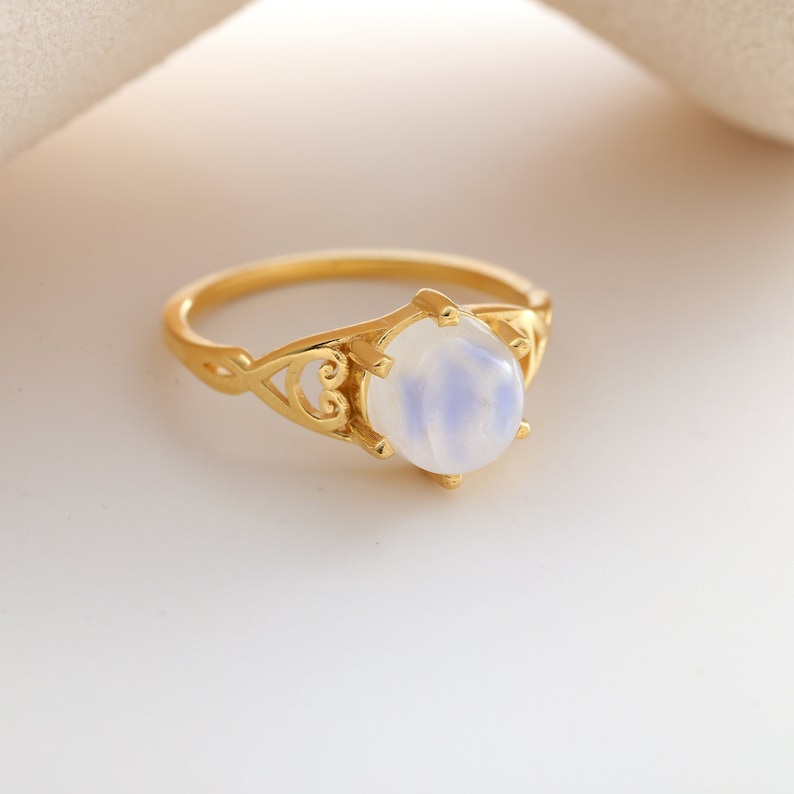 Moonstone ring, Rainbow moonstone ring, Sterling Silver Gem stone Ring, June Birthstone, Gold Filled Engagement Ring, Promise Ring, AU 11 image 3