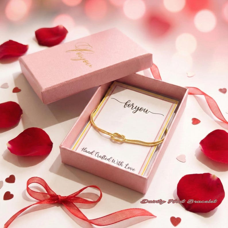 14k Gold Filled Knot Bracelet, Dainty Snake Chain for Mothers Day Gifts 画像 4