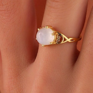 Moonstone ring, Rainbow moonstone ring, Sterling Silver Gem stone Ring, June Birthstone, Gold Filled Engagement Ring, Promise Ring, AU 11 image 5