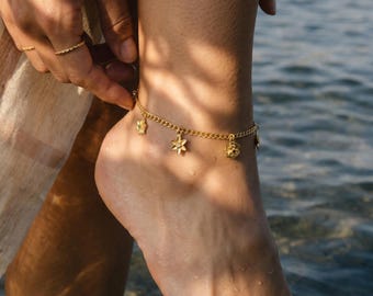Custom Ankle Bracelet, Multi Birth flower Bracelet, Waterproof Summer Jewelry.
