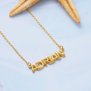 Bubble name necklace, Bubble letter Necklace, Personalized Silver Jewelry, 3d Balloon Letter, Gold name necklace, Balloon name necklace,AU37 image 7