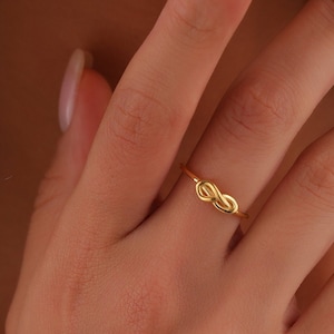 Dainty Love Knot Ring, Mother Daughter Ring, Knot Ring, Friendship Ring, 14k Gold Knot jewelry for women, Dainty Gold Filled Thin Ring, AU03