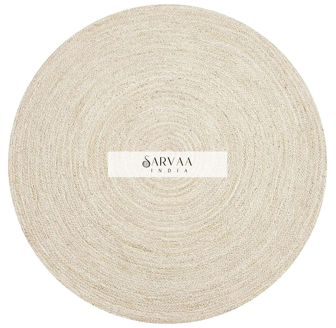 White Hand Woven Round Indian Rug, Custom Size Bohemian Round Rug ...