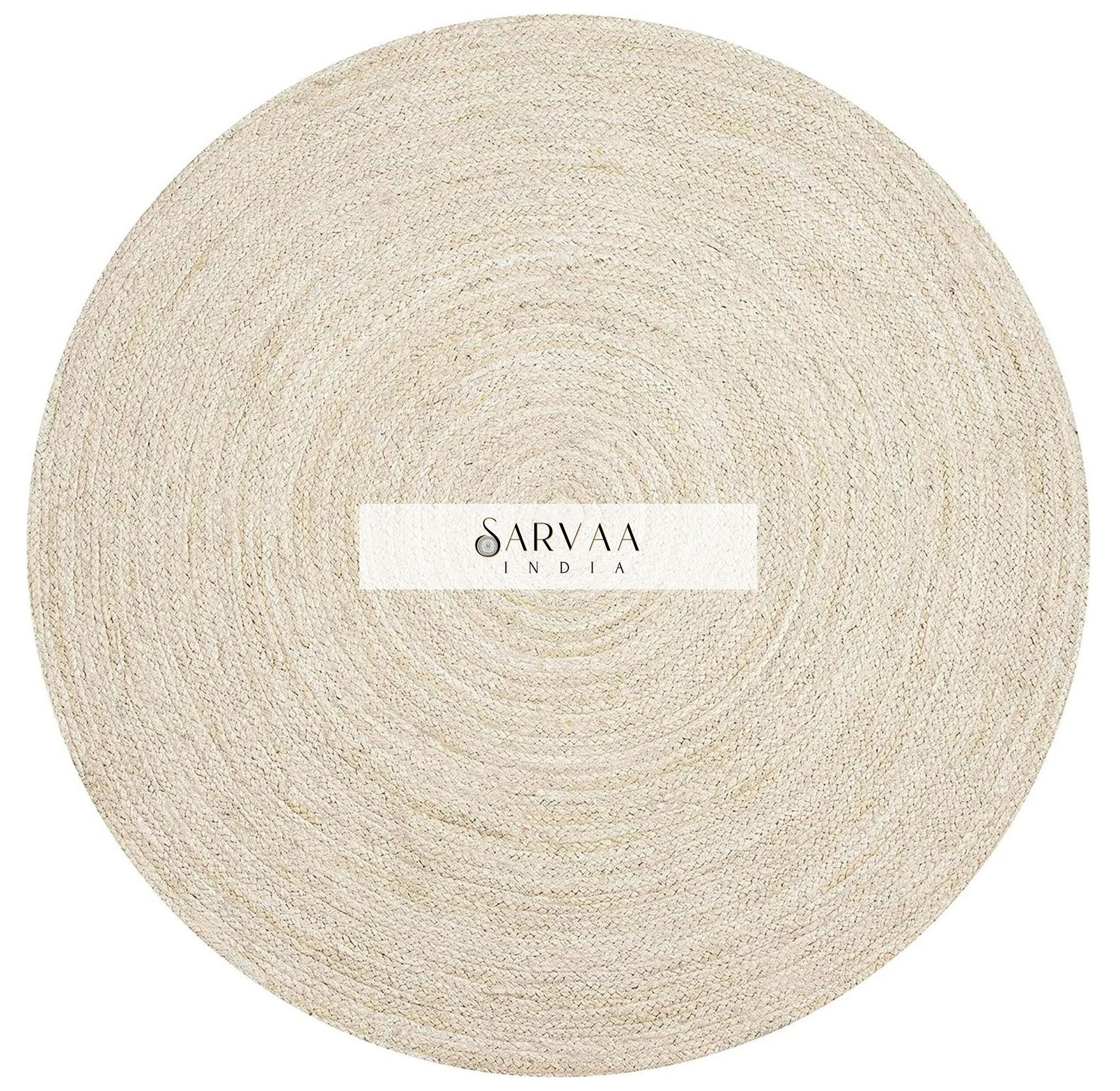 White Hand Woven Round Indian Rug, Custom Size Bohemian Round Rug ...