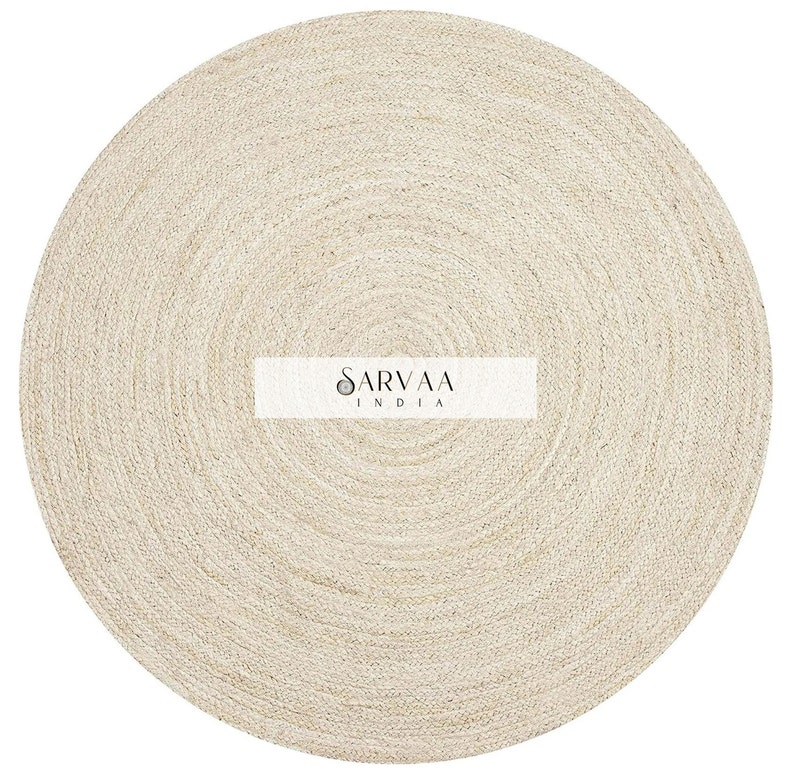 White Hand Woven Round Indian Rug, Custom Size Bohemian Round Rug ...