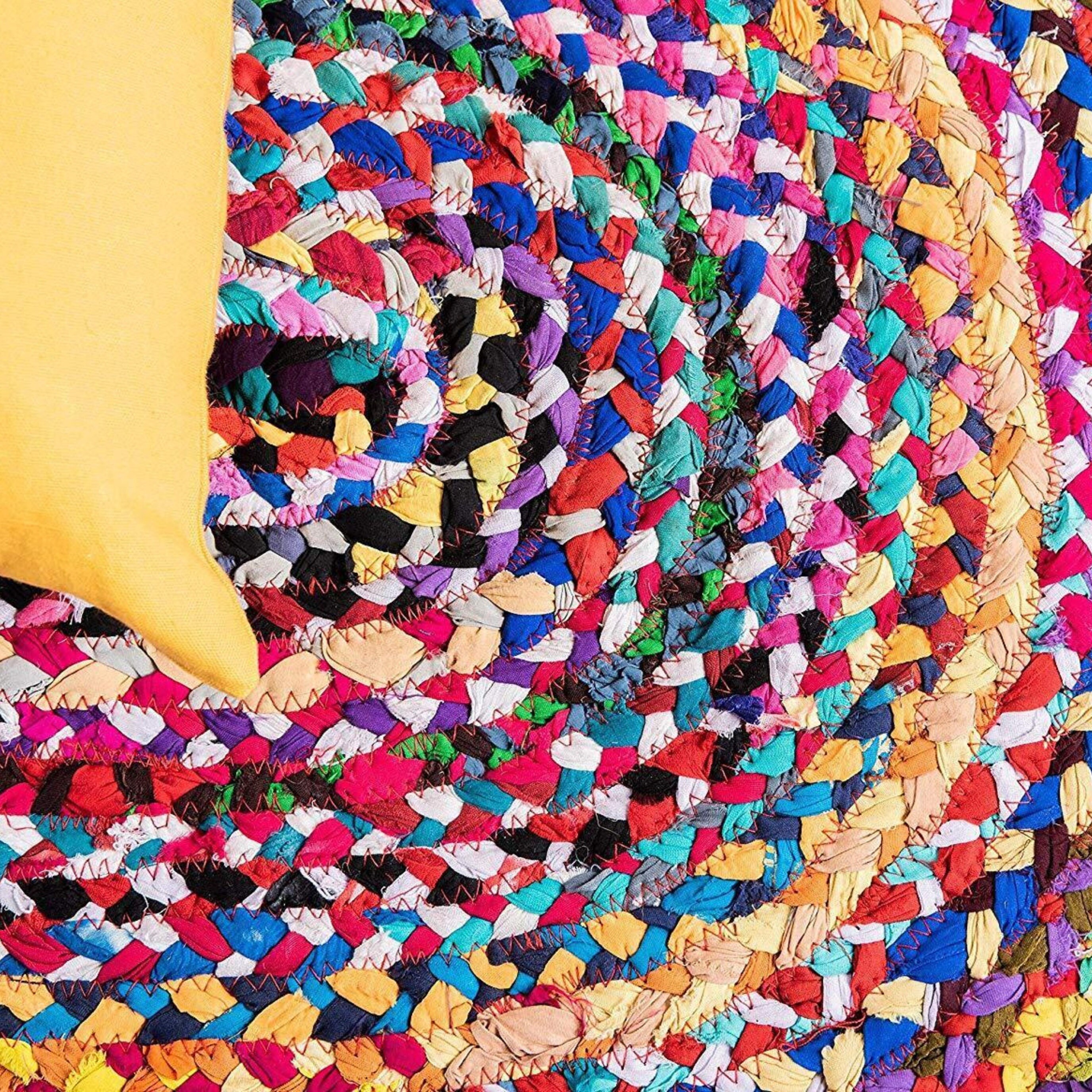 Oval Coloured Braided Reversible Rag Rug for Bedroom Living/dining Room