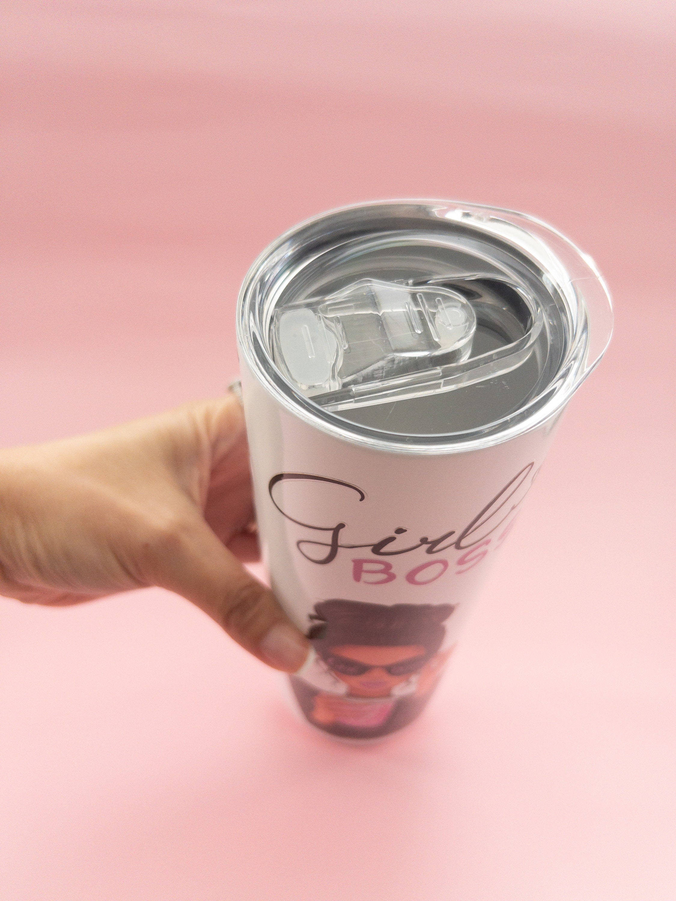 Girl Boss Tumbler UV Color Changing Can Pink Tumblers With Straws Girl