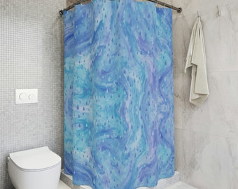 Blue Abstract Raindrop Shower Curtain | 71" × 74"