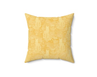 Yellow Floral Animal Print Throw Pillow