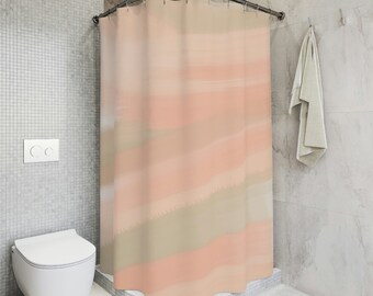 Light Pink Green Watercolor  Shower Curtain |  71" × 74"