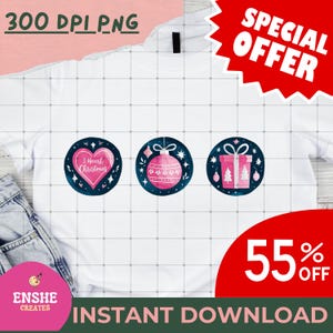Pink Christmas PNG, Pink Christmas Stickers, Christmas png, Pink Christmas Set, Xmas png, Holiday sticker set, PNG, Stickers