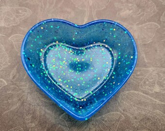 Blue Sparkle Heart Dish