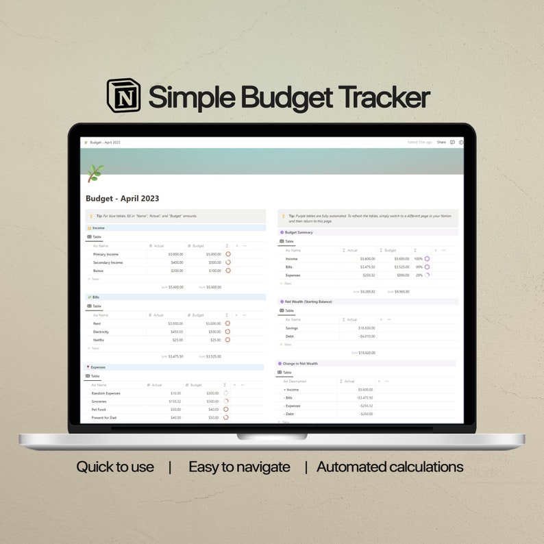 Notion Template Budget Tracker Personal Finance Income and - Etsy