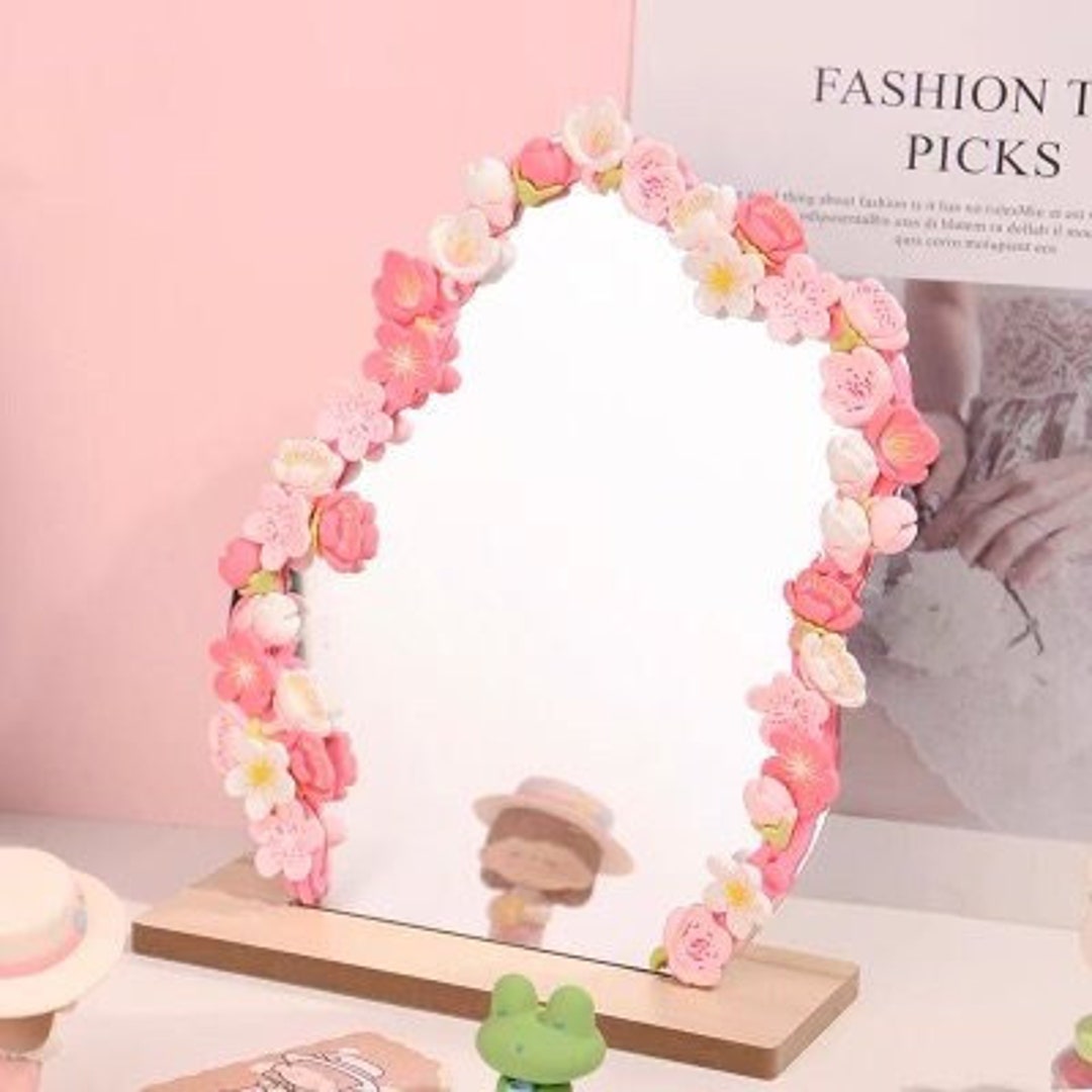 DIY Floral Mirror DIY Flower Mirror Pink Flower Mirror DIY Perfect for Family to Do It Together