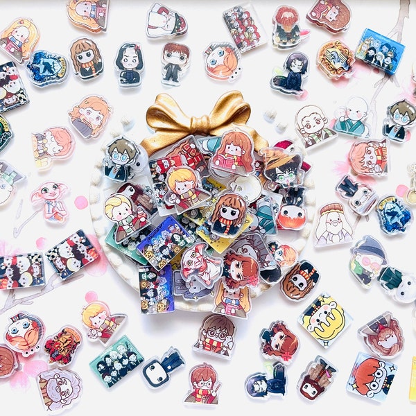 50pcs Mini Acrylic Cartoon Charm Bundle - Multiple Kawaii Cartoon Character Acrylic Charm Pack