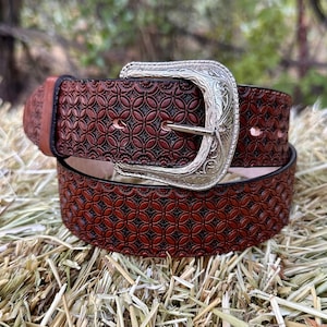 Men&#39;s Western Belt Leather Belt Handmade Western Belt Western Design Belt Genuine Leather Belt  Removable Buckle Gift for Him Dad Gift