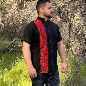 Guayabera Men Short Sleeve Mexican Shirt  Mexican Traditional Shirt Formal Button up Collared Shirt Guayabera Mexican Wedding Party Shirt