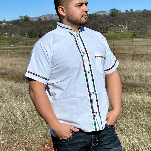 White Guayaberas Men's Mexican Shirt Mexican Traditional Shirt Formal Button up Collared Shirt Guayabera Mexican Wedding Shirt