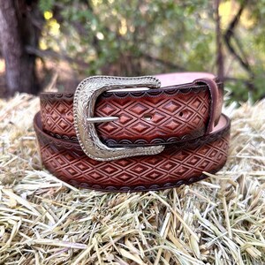 Men&#39;s Western Belt Brown Leather Belt Genuine Leather Handmade Leather Belt Cowboy Belt Removable Buckle Gift for Him Gift for Dad
