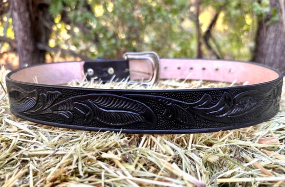 Black Leather Belt Men display picture 3
