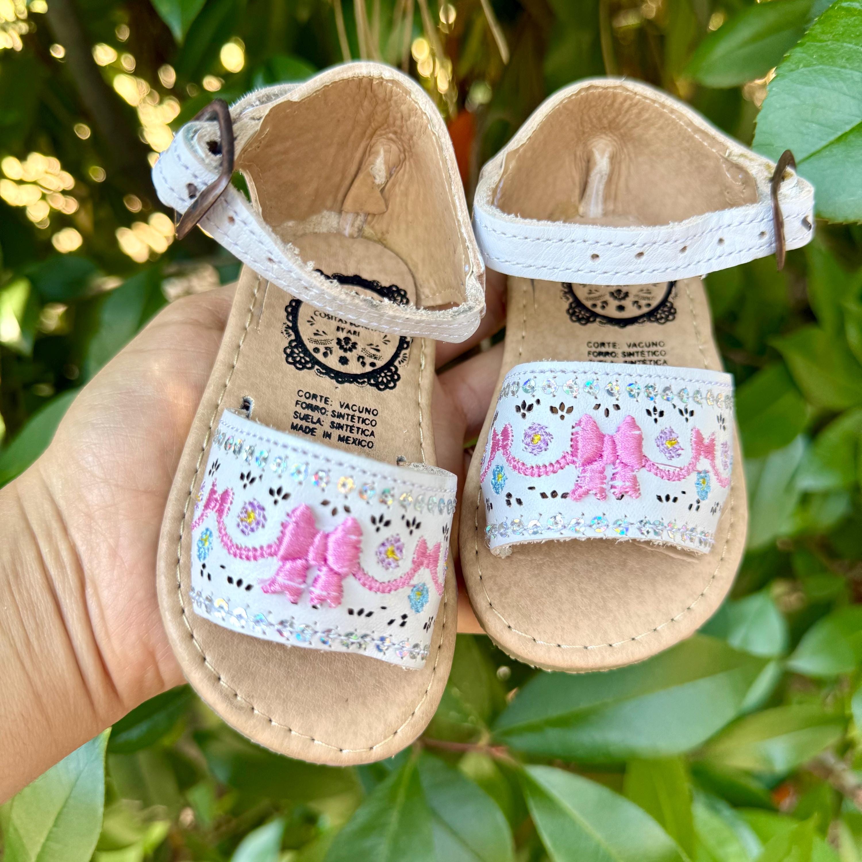 Sandals for Girls Bow Leather Huaraches Coquette Girl Huaraches Summer Sandals Traditional Mexican Sandals Girl Flats