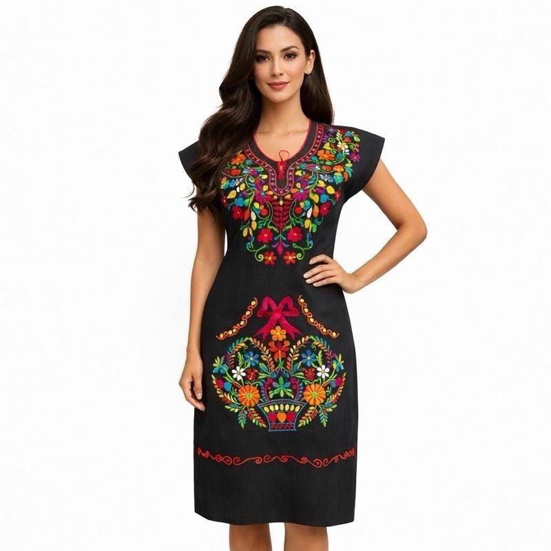 Mexican Embroidered Dress - Etsy