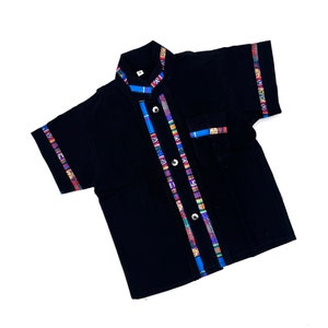 Guayabera For Boy Black Guayabera Mexican Traditional Shirt Boys Button up Shirt Toddler Collared Shirt Mexican Traditional Shirt