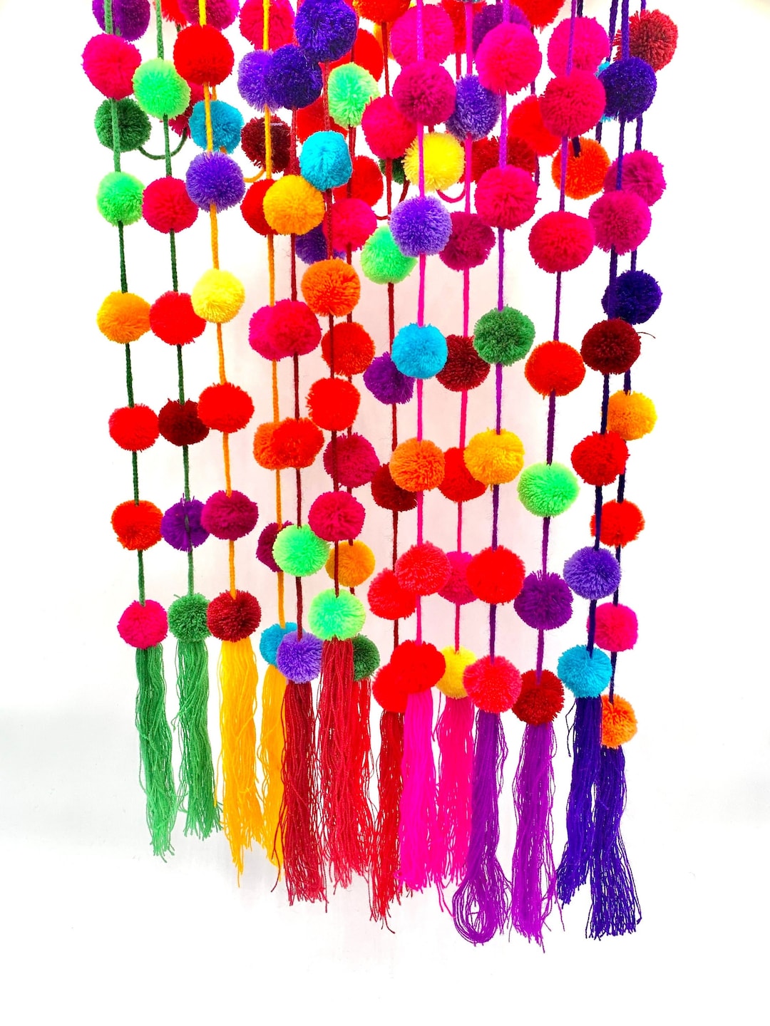 Multicolored pompom ornament main image 1