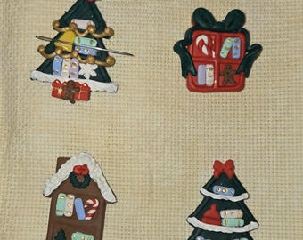 Christmas Bookshelf Polymer Clay Magnetic Needle Minder | Cover Minder | Cross Stitch | Diamond Painting
