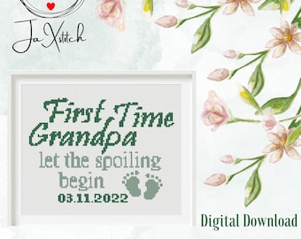 First Time Grandpa cross stitch pattern,Gift for Grandfater, PDF Instant Download