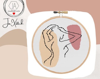 Woman back line shape cross stitch pattern, embroidery pattern,Modern counted cross stitch ,home decor, digital download PDF chart