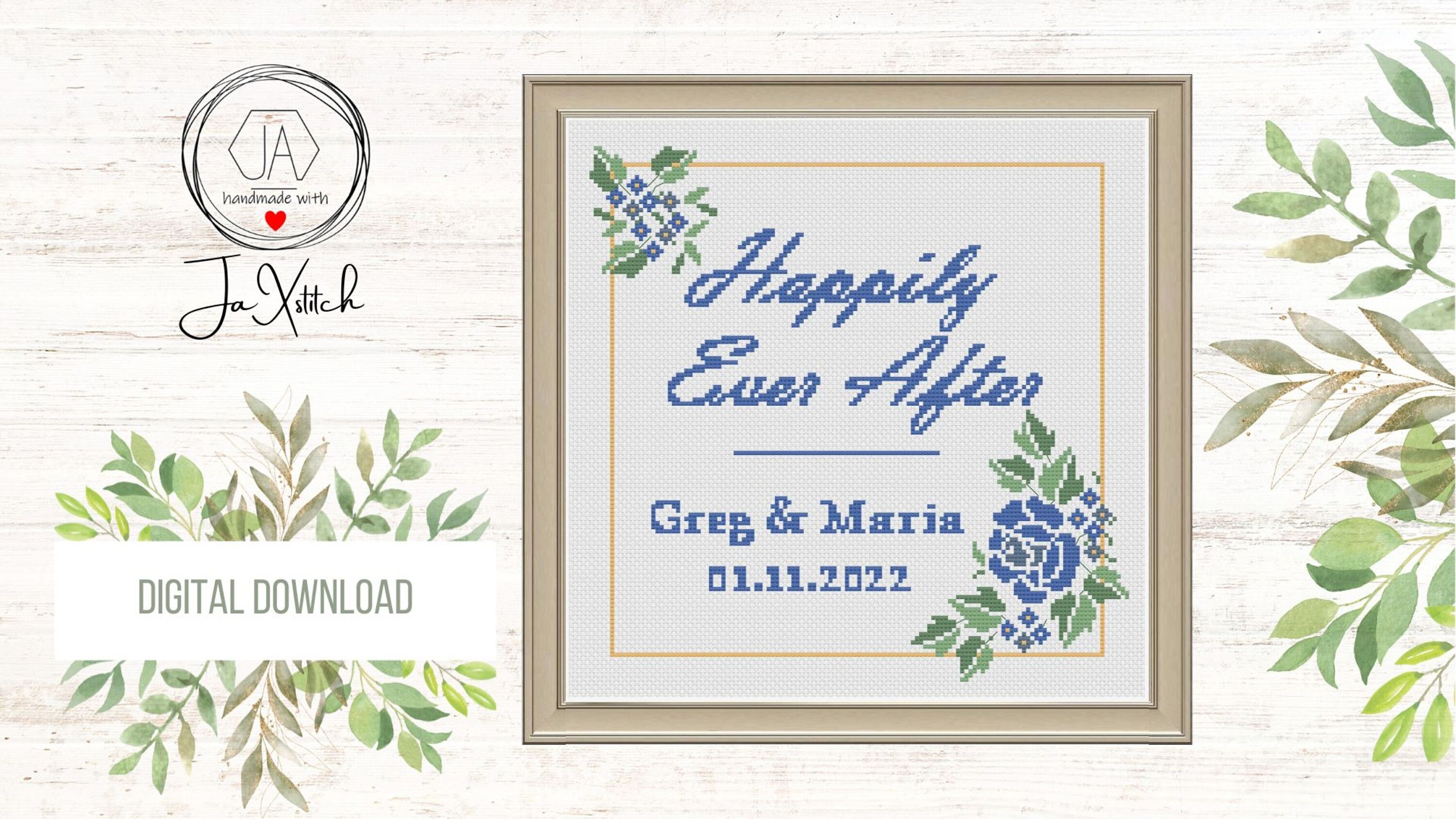 Wedding Cross Stitch,cross stitch pattern,Digital Download,Circle+Square pattern,Pdf Pattern,easy to personalize