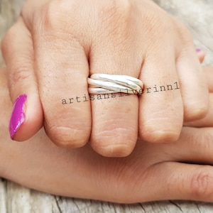 925 Sterling silver Ring, Interlocking Ring, Handmade Ring, Five Rolling Ring, Multi Band Ring, Anxiety Ring, Street wear Ring, Cool Ring