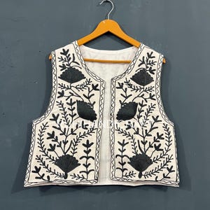 Embroidery Vest Suzani Cotton Coat Handmade Floral Short Women Jacket Sleeveless Handmade Vest | Women&#39;s Clothing | Women Jacket