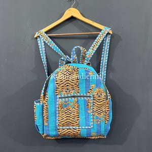 Baumwolle gesteppter Rucksack, Tigerstreifen Druck Schultaschen, Collage Tasche, handgemachte Laptoptasche, Tote Schultertasche, Handtaschen, großer Rucksack,