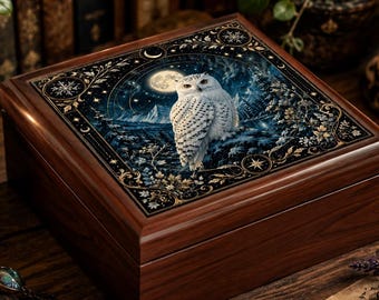 Sieradendoos winteruil: keramisch deksel, rubberhouten aandenken - Witchy Decor