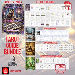 DIGITAL TAROT GUIDE | Learning Tarot | Tarot Study Guide | Beginner Tarot | Guide With Spreads, Card Meanings, Tips, And Cheat Sheets