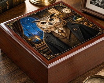 Dark Academia Owl-sieradendoos | Gotisch studeerdecor, opberger voor aandenken