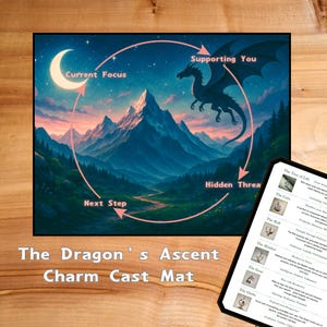 DRAGON&#39;S ASCENT Casting Mat | Charm Divination Board | Mystical Fantasy Altar Cloth | Vegan Leather Tool | Mountain Reading Mat