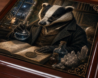 Badger Jewelry Box | Dark Academia Trinket Box | Witchy Home Decor Gift