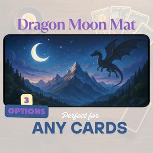 Tappetino da gioco dei tarocchi DRAGON MOON / Tappetino da gioco con 10 carte a croce celtica o semplice / Tappetino in neoprene fantasy per tarocchi, oracoli o TCG