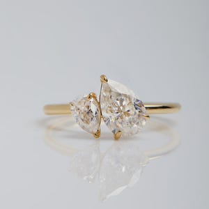 Toi Et Moi Ring, 2.5 TCW Pear Diamonds, Pear Cut Lab Grown Diamond Ring, Pear Engagement Ring, Wedding Ring, Anniversary Gift, Unique Ring